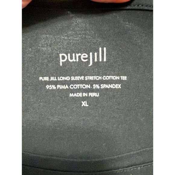 Pure J Jill Long Sleeve Stretch Cotton Tee Shirt Black Top Casual Minimalist XL - Picture 6 of 10